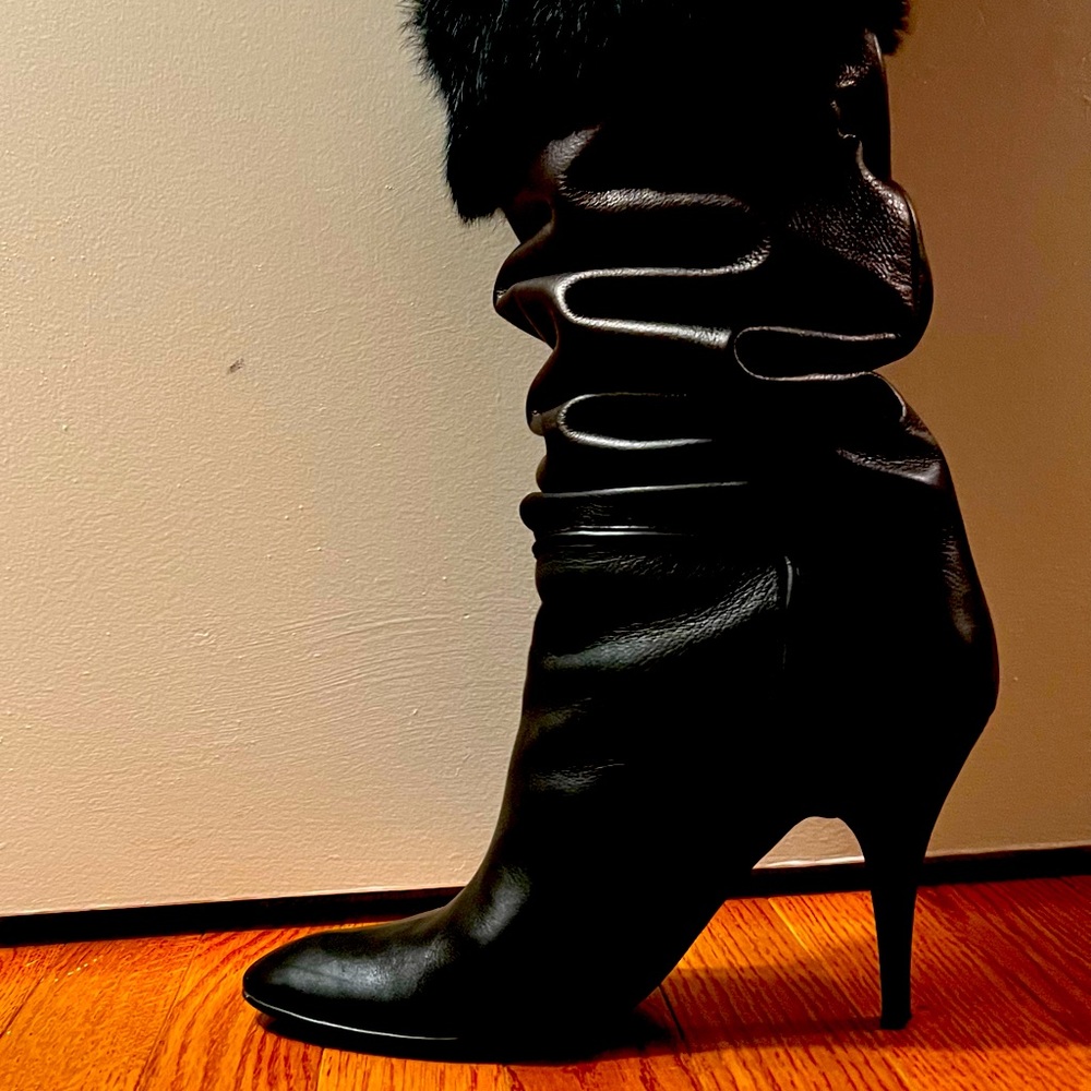 Vicini black leather slouch boot, size 39.5